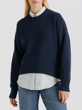 Quince Boyfriend Fit Cotton Crew neck Sweater